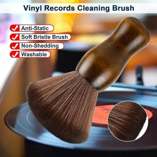 Unsuitable soft dusting brush marketed for vinyl cleaning, not recommended for record grooves.