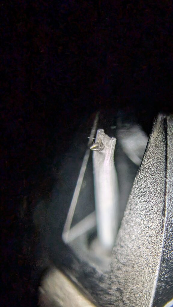 Ortofon M10 stylus after playing a new sealed record brushed with a carbon fibre brush.