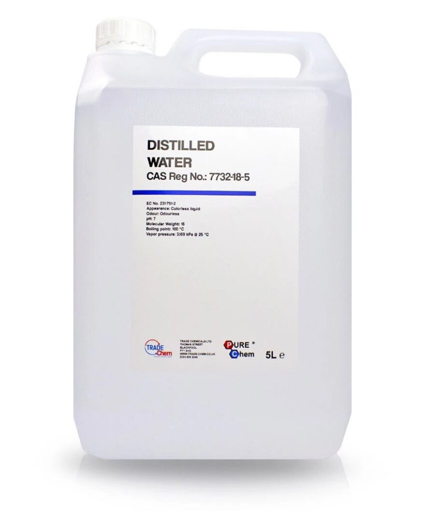 Container of distilled water used for ultrasonic record cleaning.